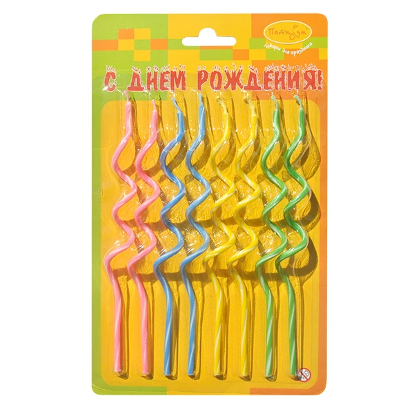 Свечи Коктейльные спираль 8шт 12см Свечи Коктейльные спираль 8шт 12см