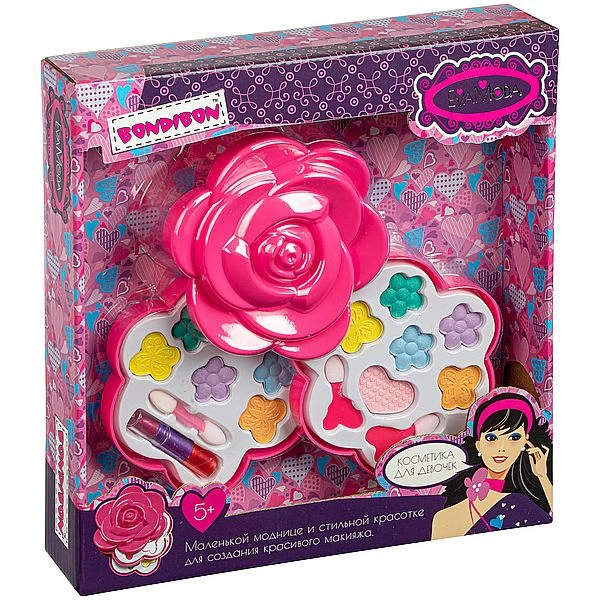 Набор детской декоративной косметики Bondibon Eva Moda, косметичка-бутон розы, Набор детской декоративной косметики Bondibon Eva Moda, косметичка-бутон розы,