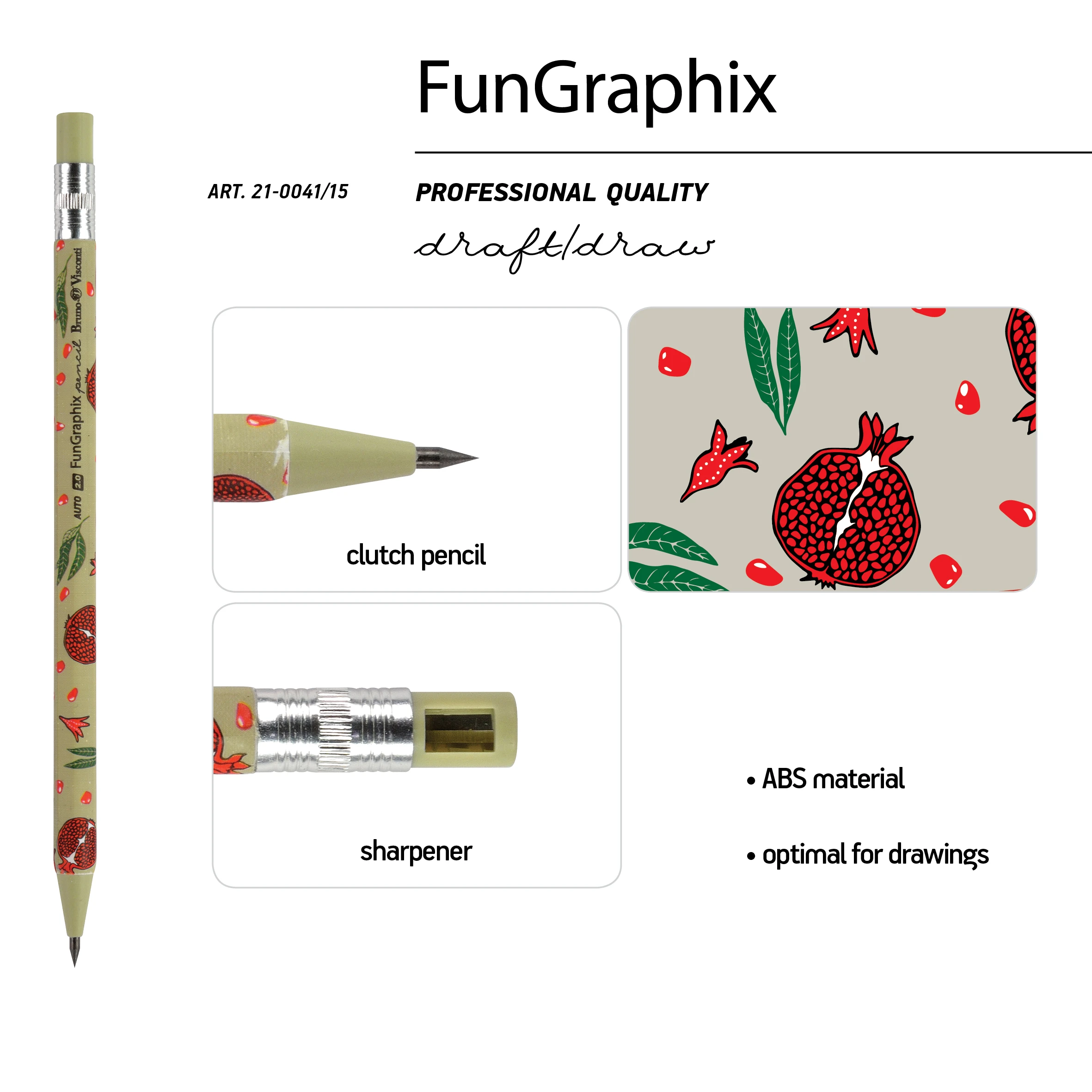 КАРАНДАШ МЕХАНИЧЕСКИЙ ЦАНГОВЫЙ С ТОЧИЛКОЙ "FunGraphix. Гранат" 2 ММ КАРАНДАШ МЕХАНИЧЕСКИЙ ЦАНГОВЫЙ С ТОЧИЛКОЙ "FunGraphix. Гранат" 2 ММ