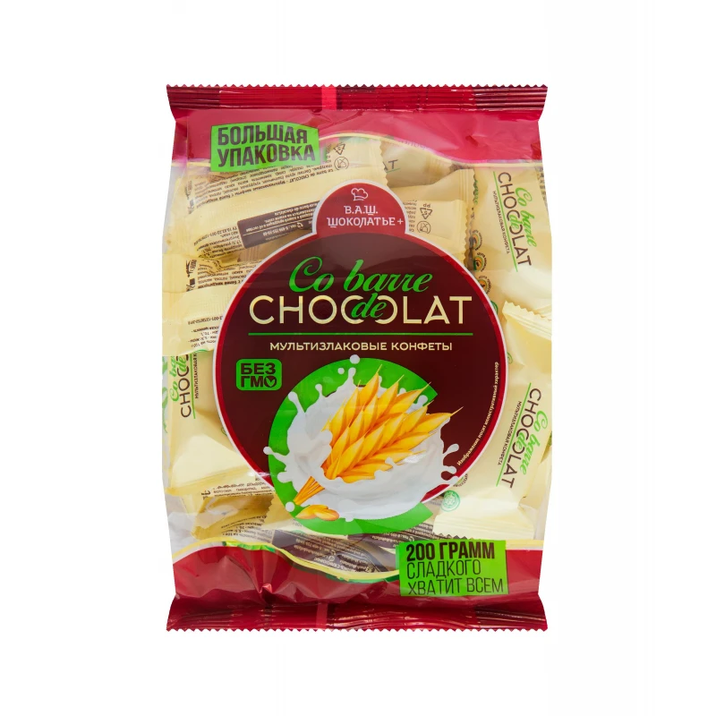 Конфеты Co barre de Chocolat мультизлак. с белой кондитер.глазурью, 200г Конфеты Co barre de Chocolat мультизлак. с белой кондитер.глазурью, 200г