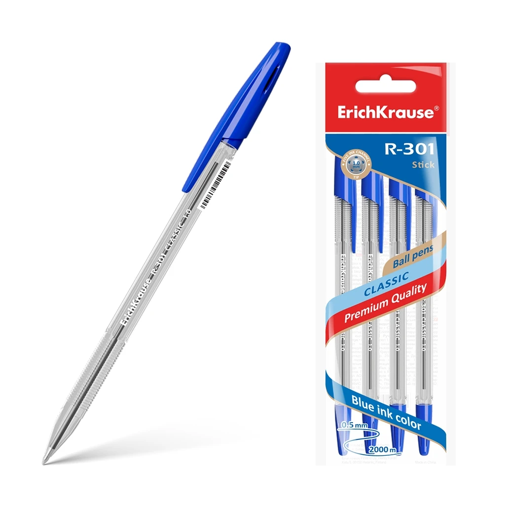 Ручка шариковая ErichKrause® R-301 Classic Stick 1.0, цвет чернил синий (в Ручка шариковая ErichKrause® R-301 Classic Stick 1.0, цвет чернил синий (в