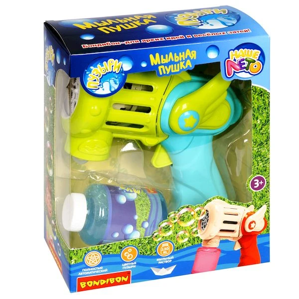 Пистолет Bondibon "Наше Лето" на батар. с мыльными пузырями 130 мл, Пистолет Bondibon "Наше Лето" на батар. с мыльными пузырями 130 мл,