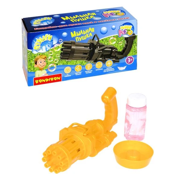 Пистолет-пушка Вondibon "Наше Лето" на батар. с мыльными пузырями Пистолет-пушка Вondibon "Наше Лето" на батар. с мыльными пузырями