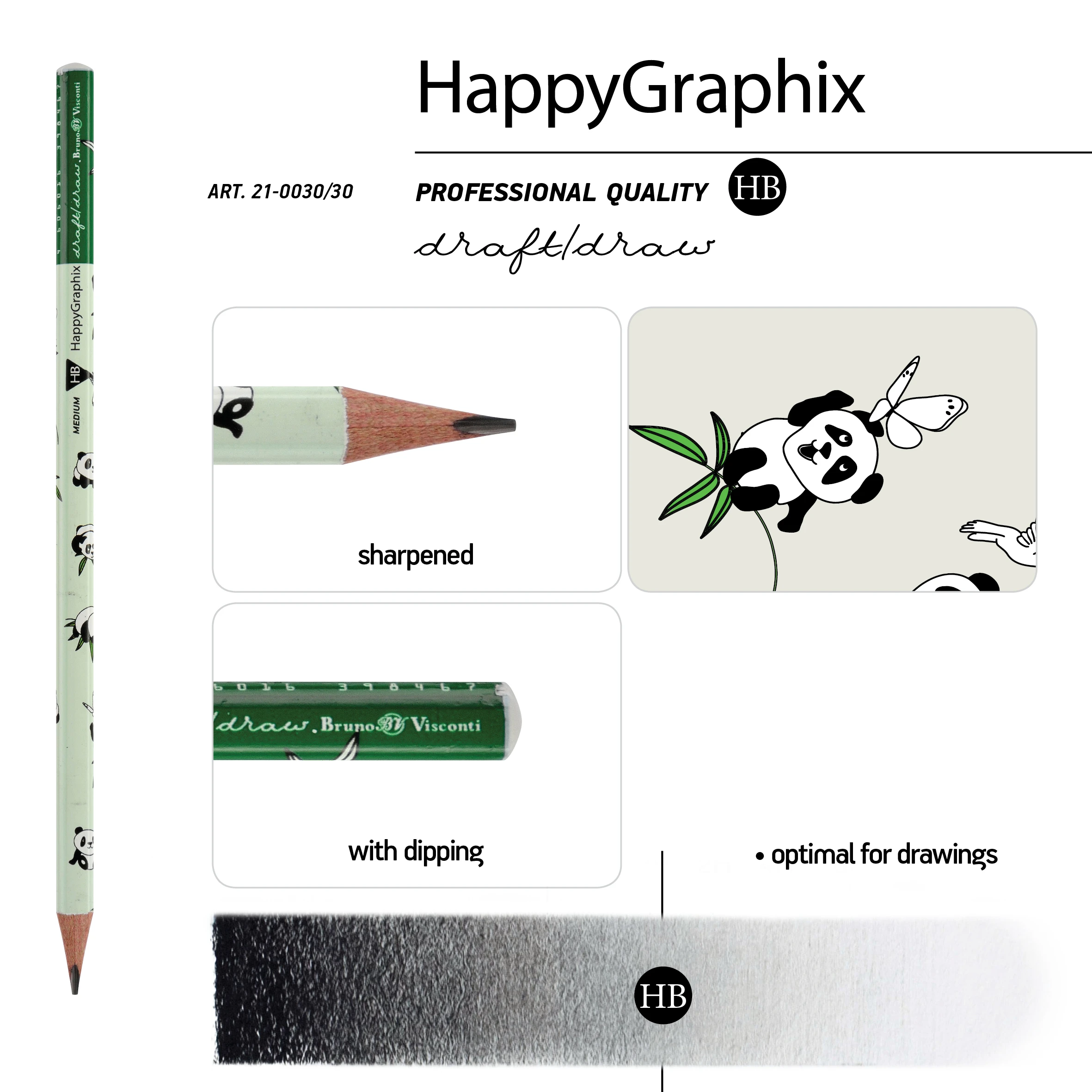 КАРАНДАШ ЧЕРНОГРАФИТОВЫЙ "HappyGraphix" ПАНДЫ НВ КАРАНДАШ ЧЕРНОГРАФИТОВЫЙ "HappyGraphix" ПАНДЫ НВ