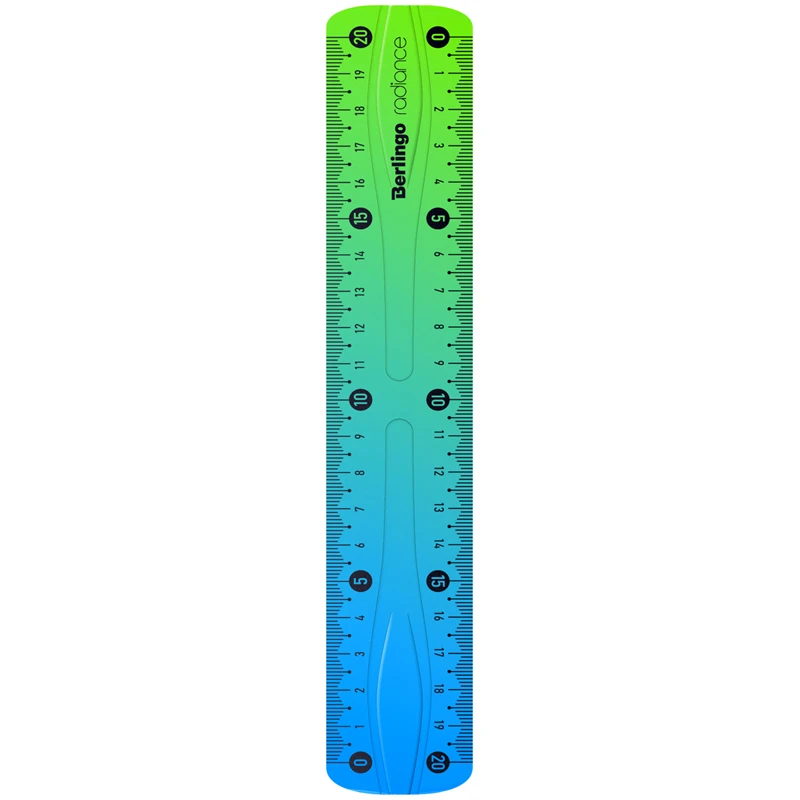 Линейка 20см Berlingo "Radiance", пластиковая, гибкая, голубой/зеленый