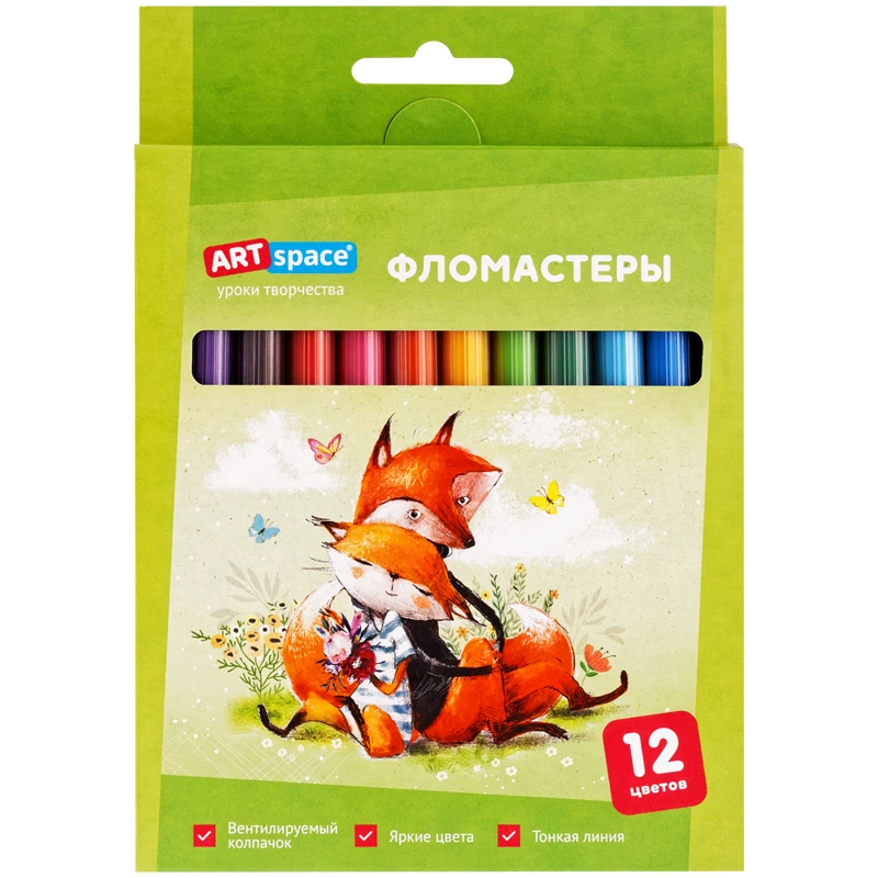 Фломастеры ArtSpace "Рисунки. Lovely animals", 12цв., смываемые,
