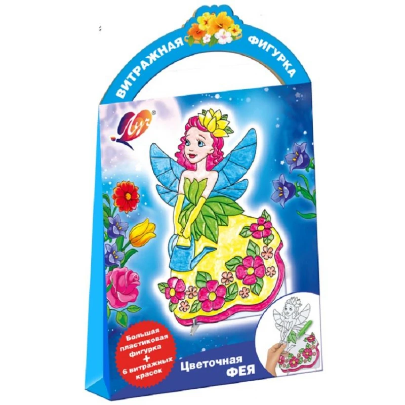 Набор для творчества краски по стеклу с трафарет."Цветочная фея"30С