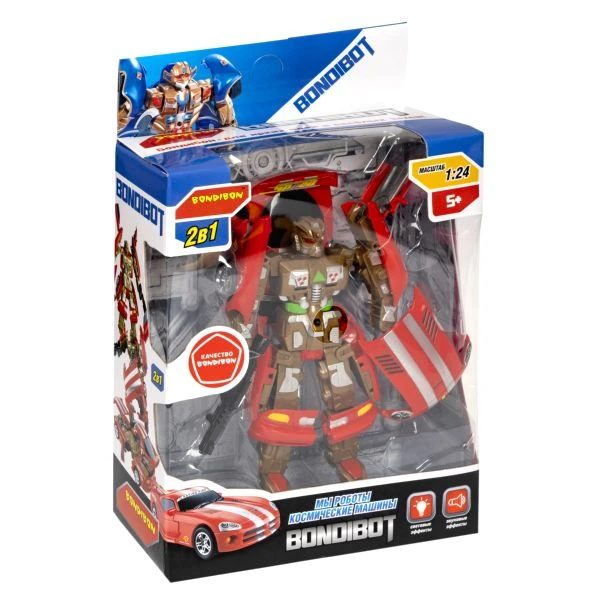 Трансформер 2 в 1 BONDIBOT Bondibon робот-автомобиль красный, со светом и звуком Трансформер 2 в 1 BONDIBOT Bondibon робот-автомобиль красный, со светом и звуком
