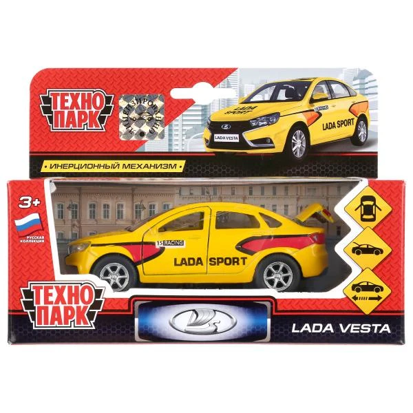Машина металл LADA vesta СПОРТ, 12 см, двери, багаж., инерция, Технопарк