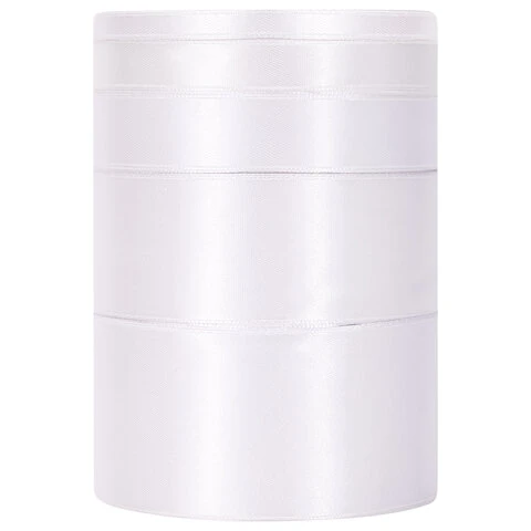 Лента атласная белая набор 5 штук по 23 м шириной 6/12/20/38/50 мм, BRAUBERG,