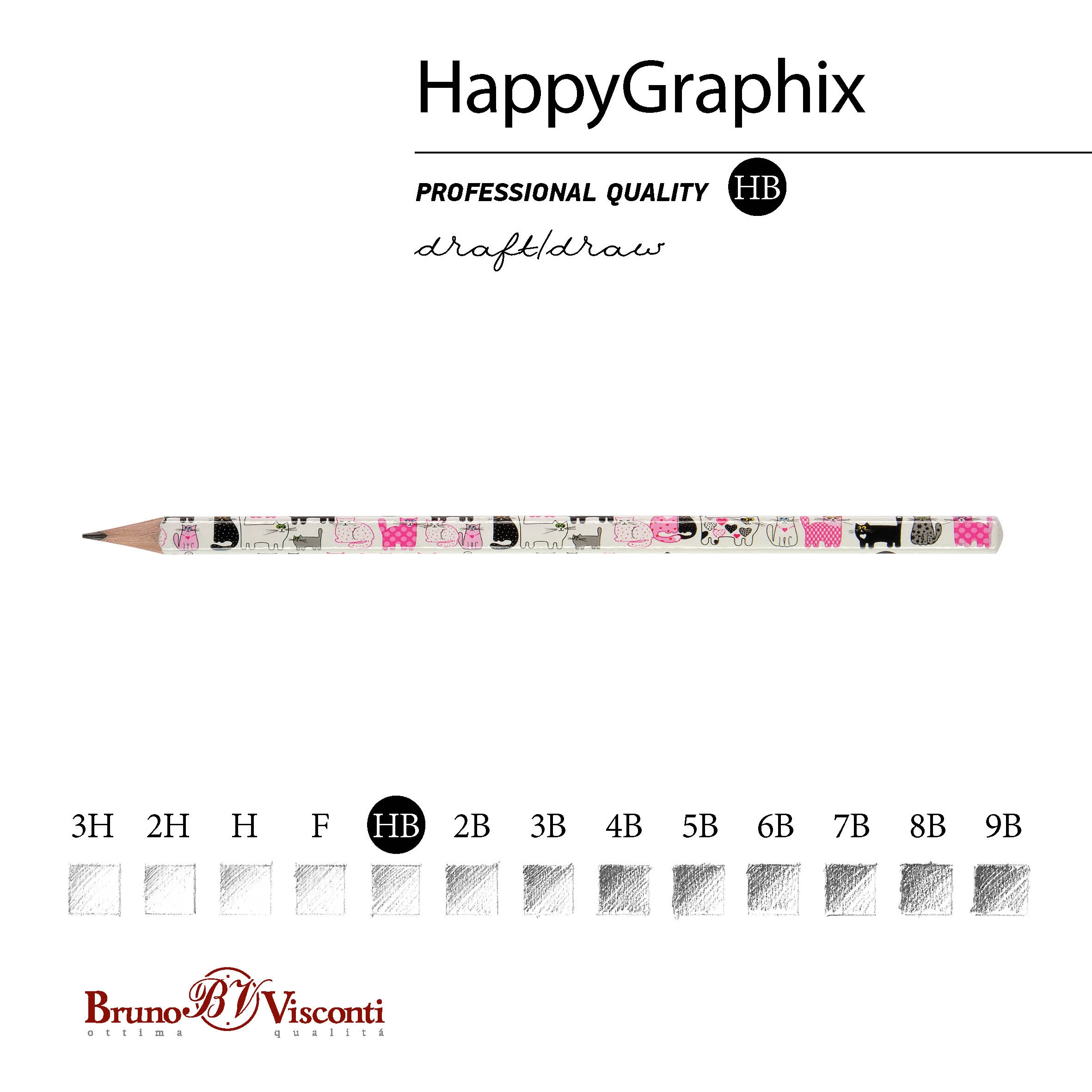 КАРАНДАШ ЧЕРНОГРАФИТОВЫЙ "HappyGraphix" РОЗОВЫЕ КОТЯТА НВ КАРАНДАШ ЧЕРНОГРАФИТОВЫЙ "HappyGraphix" РОЗОВЫЕ КОТЯТА НВ