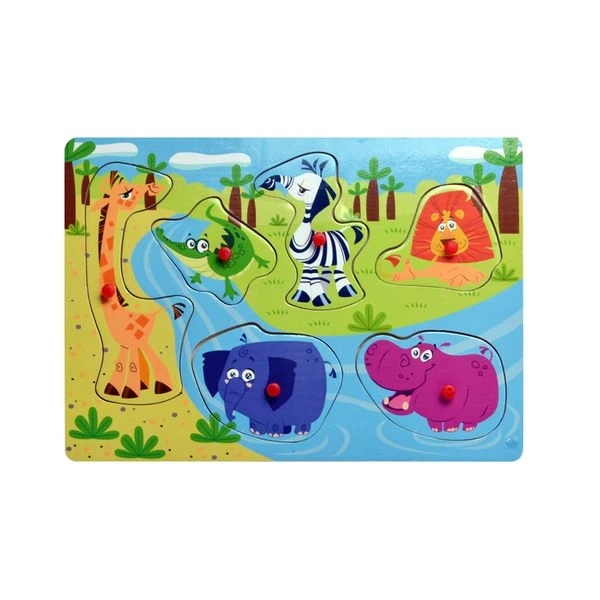Игрушка деревянная рамка-вкладыш Дикие животные, Bondibon, D/B 29,5х21х0,7 см.,