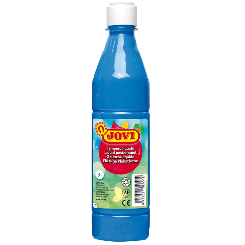 Гуашь JOVI с повышенным содержанием пигмента, голубая, 500мл. Гуашь JOVI с повышенным содержанием пигмента, голубая, 500мл.