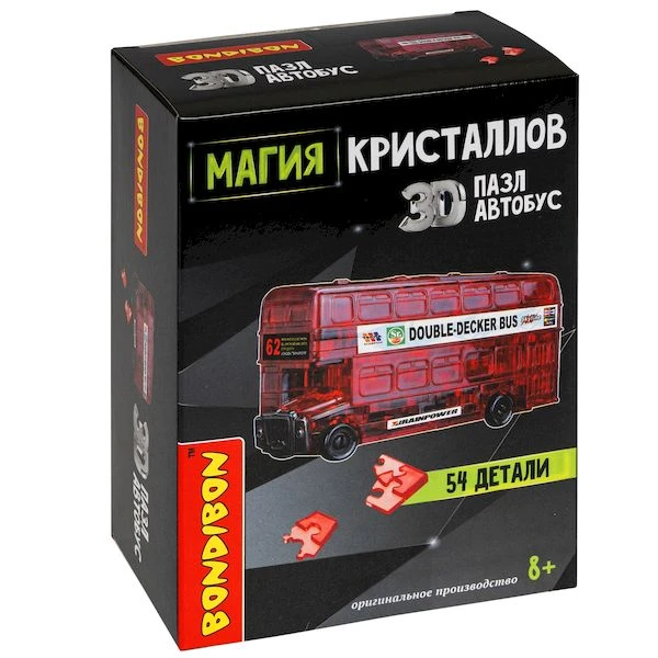 Пазл 3D МАГИЯ КРИСТАЛЛОВ «АВТОБУС», 54 детали, Bondibon Пазл 3D МАГИЯ КРИСТАЛЛОВ «АВТОБУС», 54 детали, Bondibon