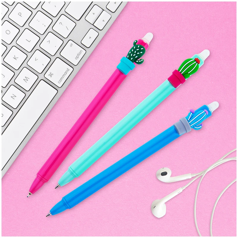 Ручка гелевая стираемая автоматическая MESHU "Cactus" синяя, 0,5мм,