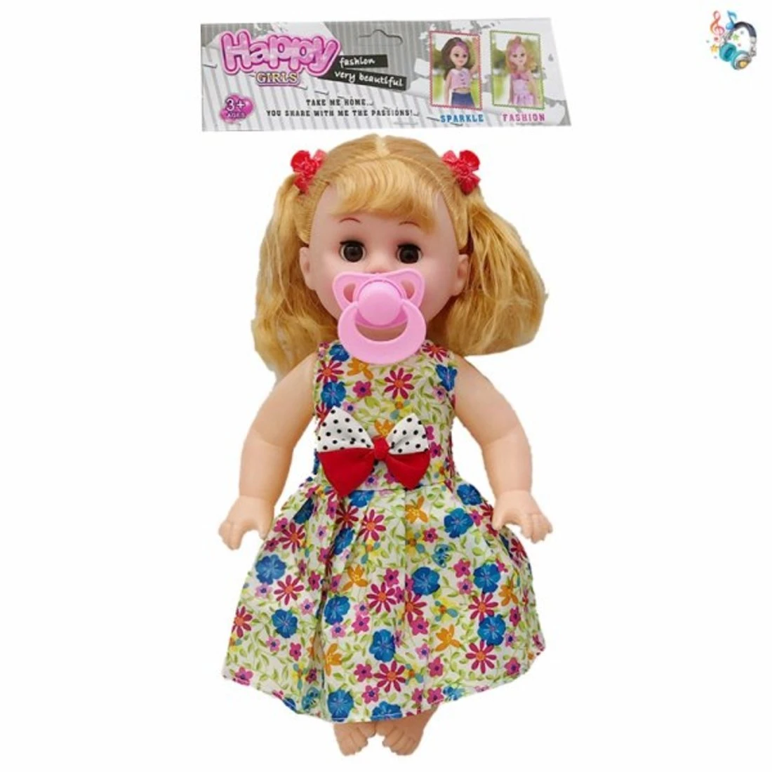 Кукла озвученная 35см, с соской, элементы питания LR44х2 штуки, входят в