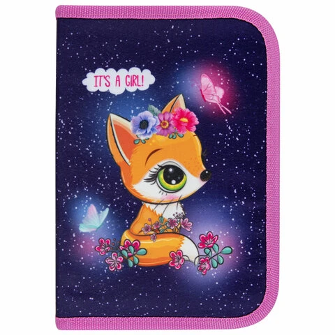 Пенал BRAUBERG, 1 отделение, полиэстер, 21х14 см, "Little fox", 270709