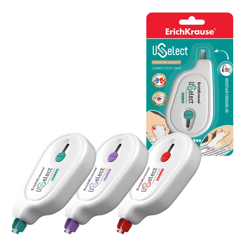 Корректирующая лента ErichKrause® USelect с поворотным аппликатором, 5мм х 8м (в