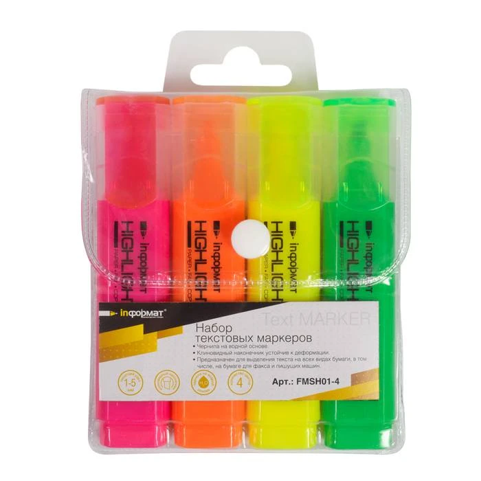 Набор текст.марк. inФОРМАТ 1-4 мм ассорти скошенный 4 шт. цв.: FMSH01-4 штр.: Набор текст.марк. inФОРМАТ 1-4 мм ассорти скошенный 4 шт. цв.: FMSH01-4 штр.: