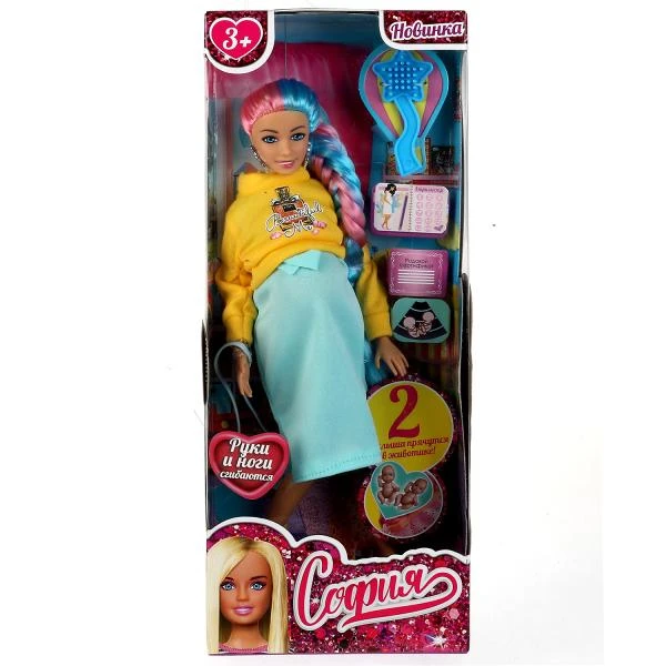 Кукла 29 см София беременная двойней, руки и ноги сгиб, акс, коробка. КАРАПУЗ