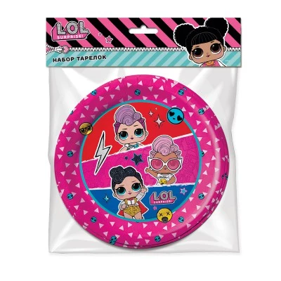 LOL. Набор бумажных тарелок (трехцветные), 6 шт d=180 мм LOL. Набор бумажных тарелок (трехцветные), 6 шт d=180 мм