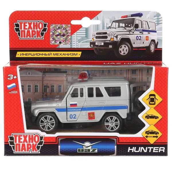 Машина металл UAZ HUNTER ПОЛИЦИЯ, 11,5 см, дв., баг., инерция, Технопарк