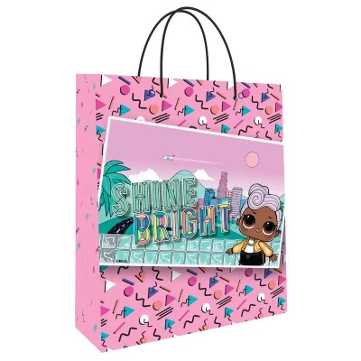LOL. Пакет подарочный большой (розовый паттерн с картинкой), 250*350*100 мм