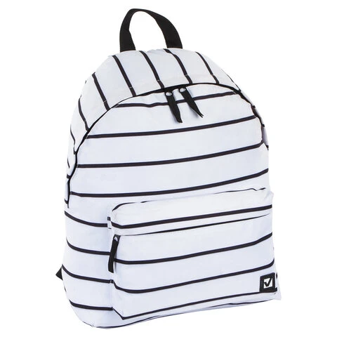 Рюкзак BRAUBERG, универсальный, сити-формат, белый в полоску, 20 литров,