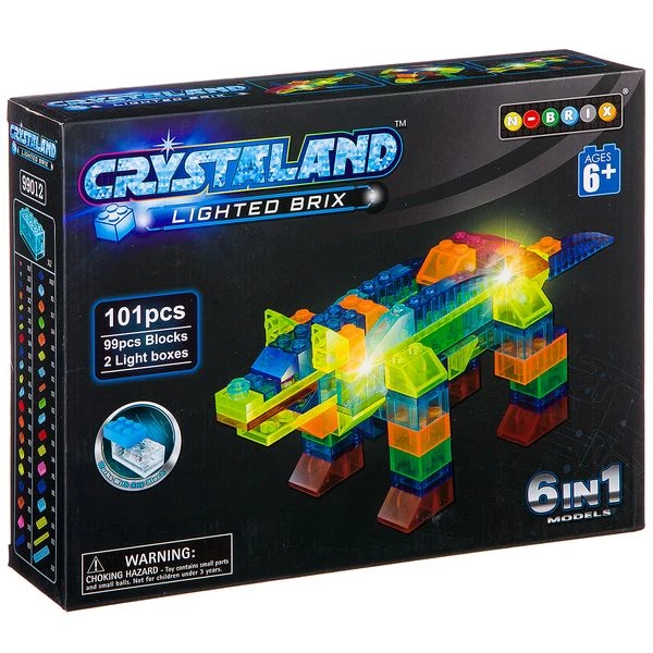 Конструктор пластмас. 101 дет., светящ. c 2-мя LED элементами, CRYSTALAND,