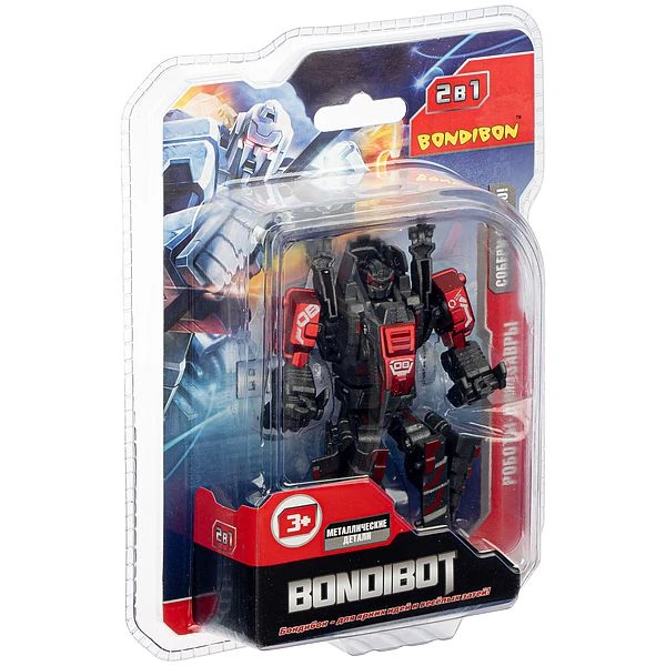 Трансформер 2 в 1 BONDIBOT Bondibon, робот-тираннозавр, метал. детали, CRD