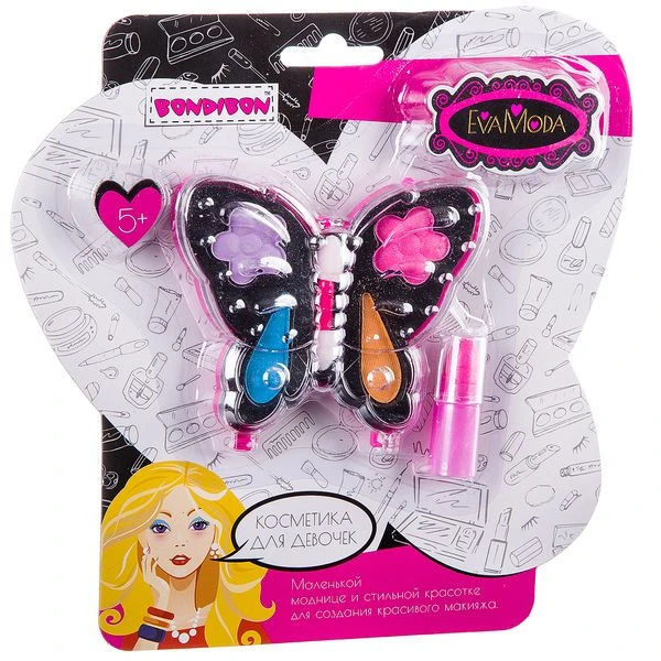 Набор детской декор. косметики Bondibon Eva Moda, CRD 21х19 см- бабочка с тенями