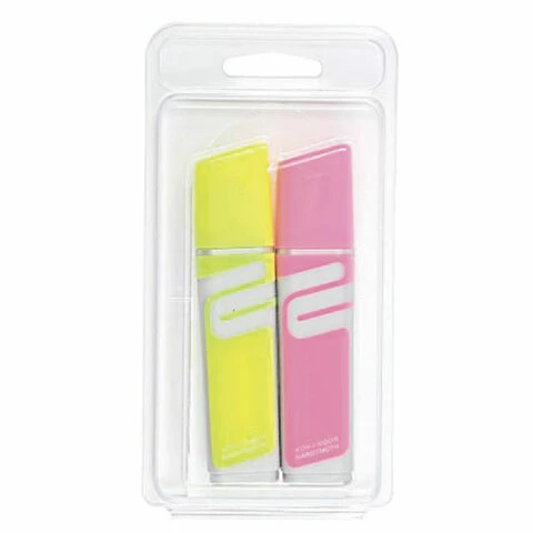 Текстовыделители НАБОР 2 шт. KOH-I-NOOR, ЖЕЛТЫЙ/РОЗОВЫЙ, линия 1-5 мм, блистер,