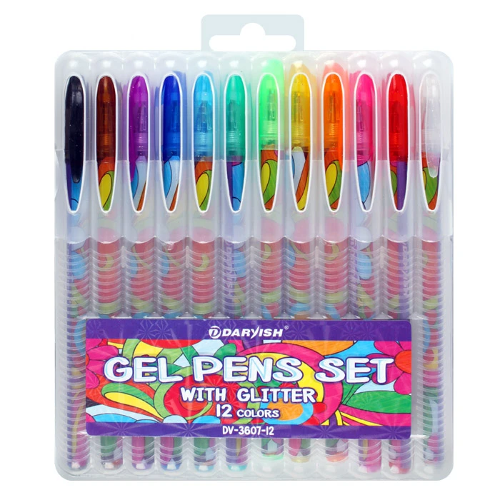 Набор ручек гелевых 12цв. "Darvish" с блёстками,в