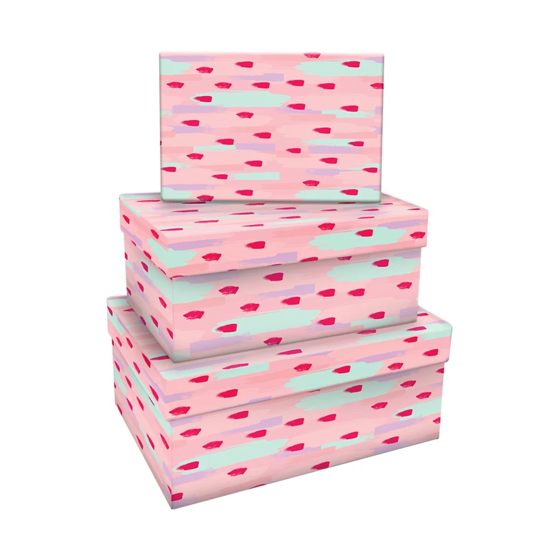 Набор прямоугольных коробок 3в1, MESHU "Stylish pink",