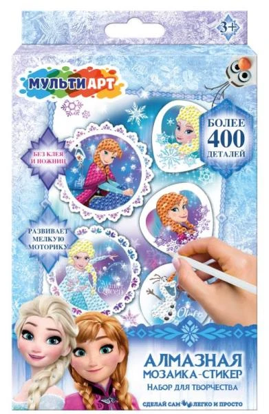 Набор для детского творчества алмазные мозаики-стикеры голубая принцесса МУЛЬТИ АРТ