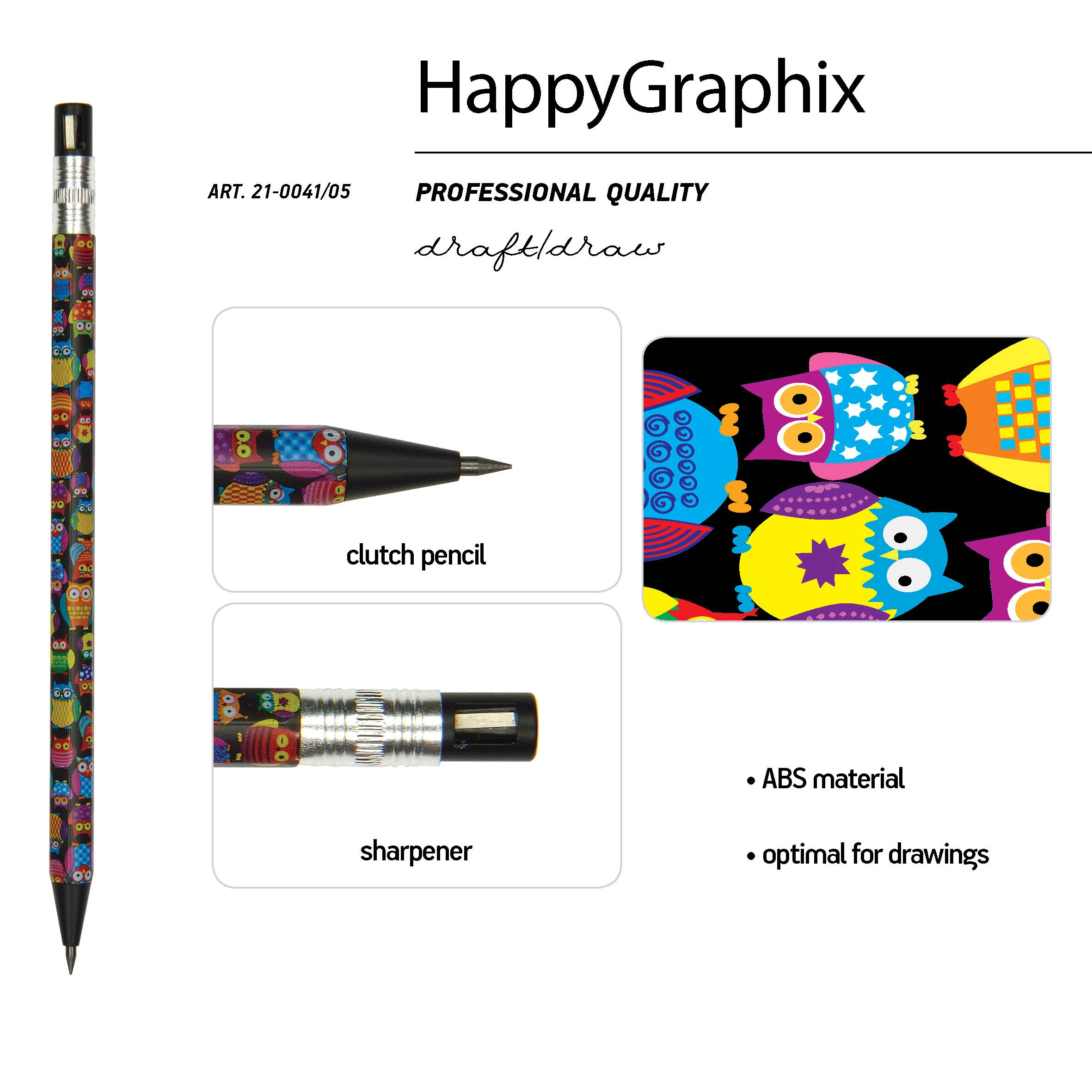 КАРАНДАШ МЕХАНИЧЕСКИЙ ЦАНГОВЫЙ С ТОЧИЛКОЙ "FunGraphix. Сказочные совы" КАРАНДАШ МЕХАНИЧЕСКИЙ ЦАНГОВЫЙ С ТОЧИЛКОЙ "FunGraphix. Сказочные совы"