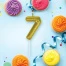 Свеча-цифра для торта "7" золотая с глиттером, 6 см, ЗОЛОТАЯ СКАЗКА,