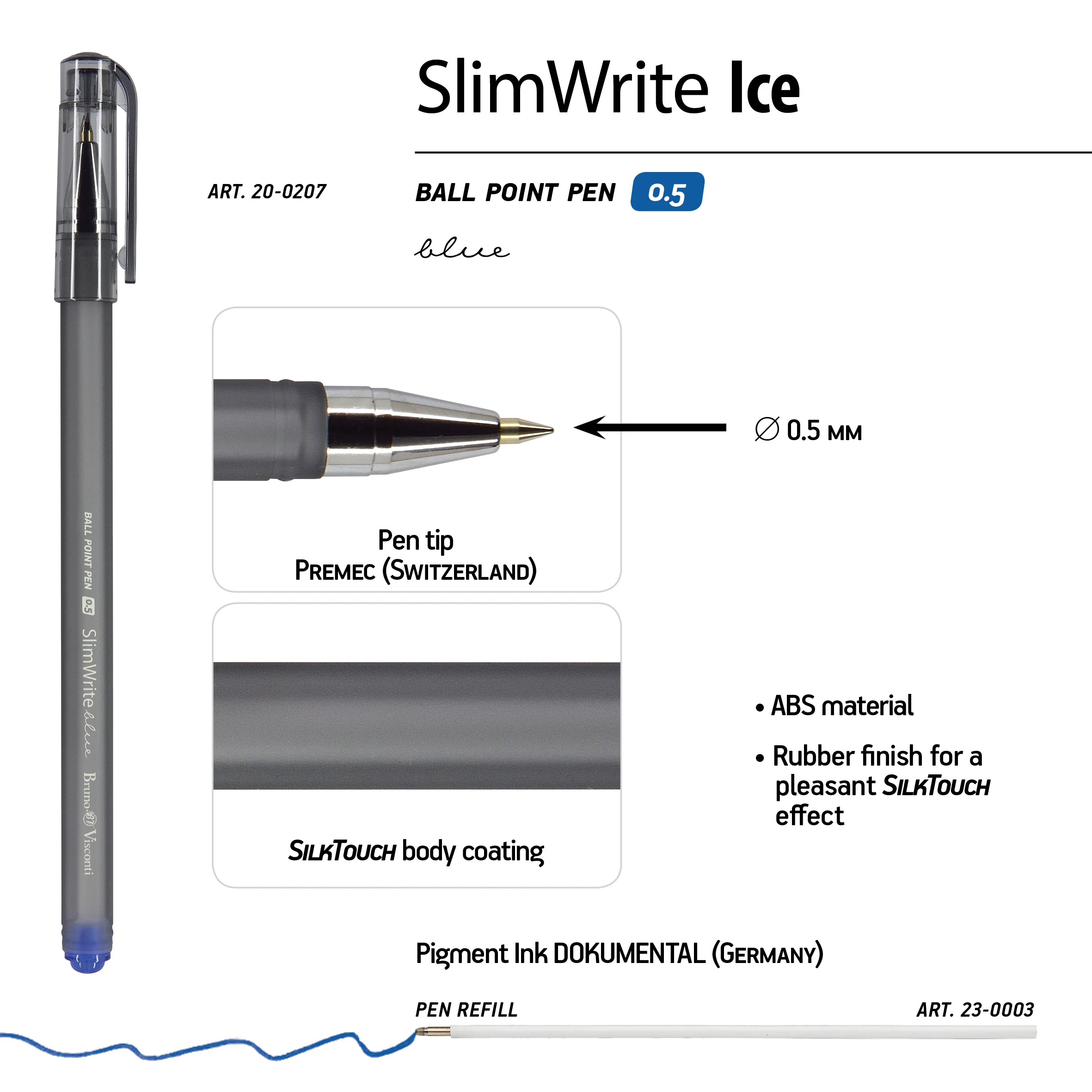 РУЧКА "SlimWrite Ice" ШАРИКОВАЯ 0.5 ММ, СИНЯЯ РУЧКА "SlimWrite Ice" ШАРИКОВАЯ 0.5 ММ, СИНЯЯ