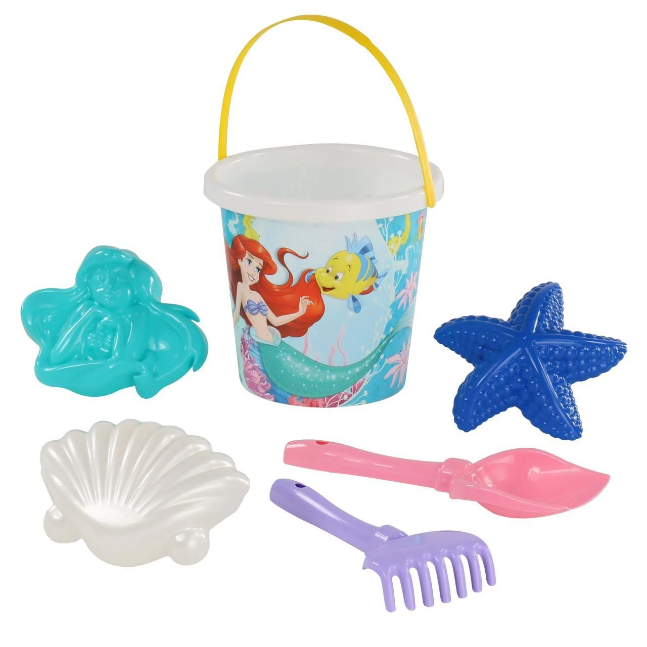 Набор Disney «Русалочка» №2: ведро с наклейкой, лопатка №5, грабельки №5,