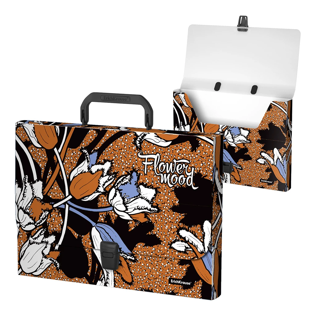 Портфель пластиковый ErichKrause® Tulips, A4 (в пакете по 1шт.)
