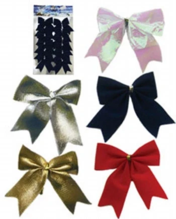 Новогодний бант 6см 12шт. 5 цветов, на листе