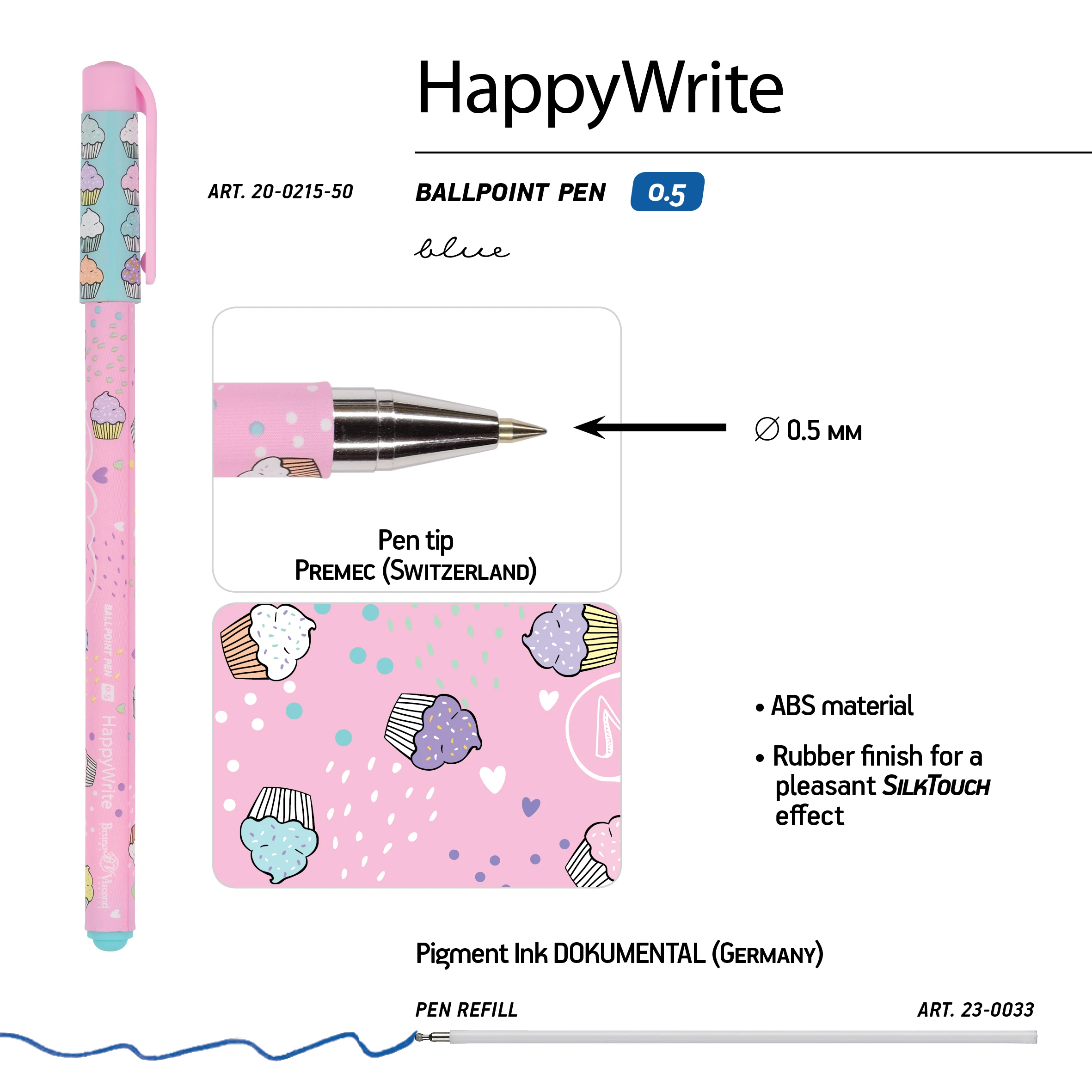 РУЧКА "HappyWrite. My Sweet. Капкейки" 0.5 ММ, СИНЯЯ РУЧКА "HappyWrite. My Sweet. Капкейки" 0.5 ММ, СИНЯЯ