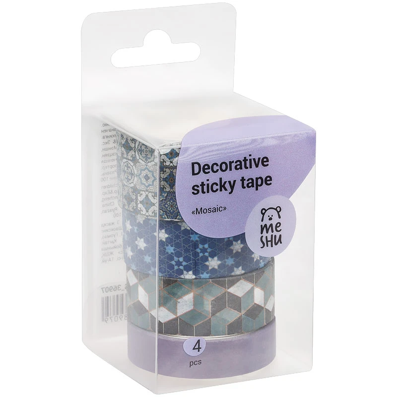 Набор клейких декоративных лент MESHU "Mosaic", 4 штуки