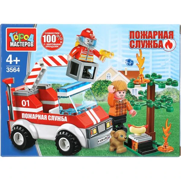 Конструктор "пожар в лесу", с фигурками, 72дет. в русс. кор. Город