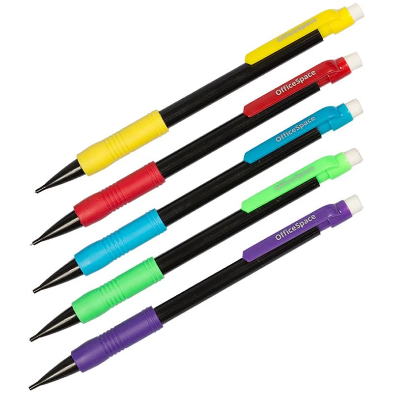 Карандаш механический OfficeSpace, 0,5мм, грип, с ластиком, ассорти XP812W_3617