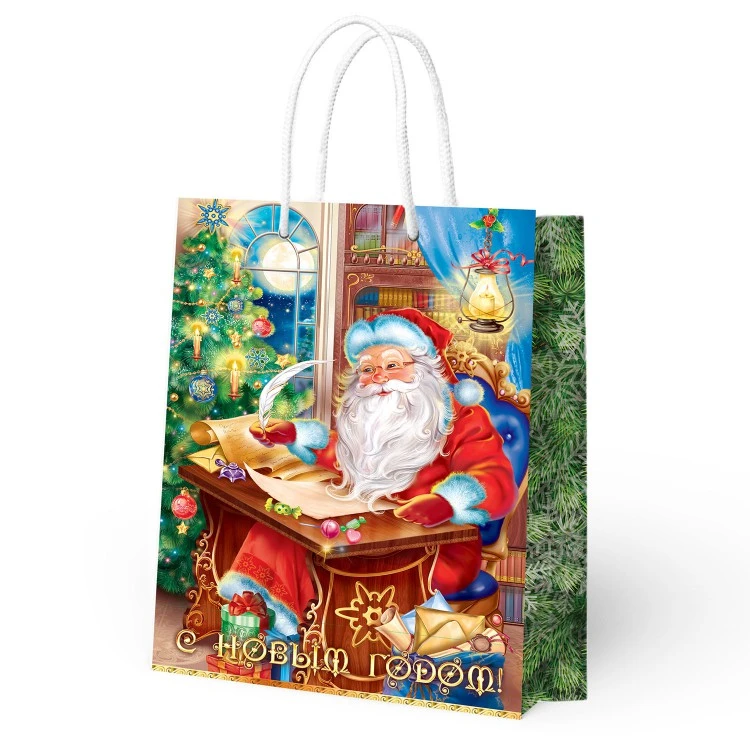 Пакет подарочный "Дед Мороз и Снегурочка - 2", 250*350*100 мм. Пакет подарочный "Дед Мороз и Снегурочка - 2", 250*350*100 мм.