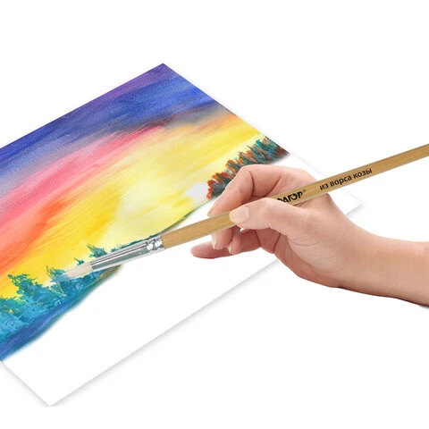 Кисти ПИФАГОР, набор 5 шт. (из ворса козы, круглые № 1, 2, 3, 4, 5), блистер,