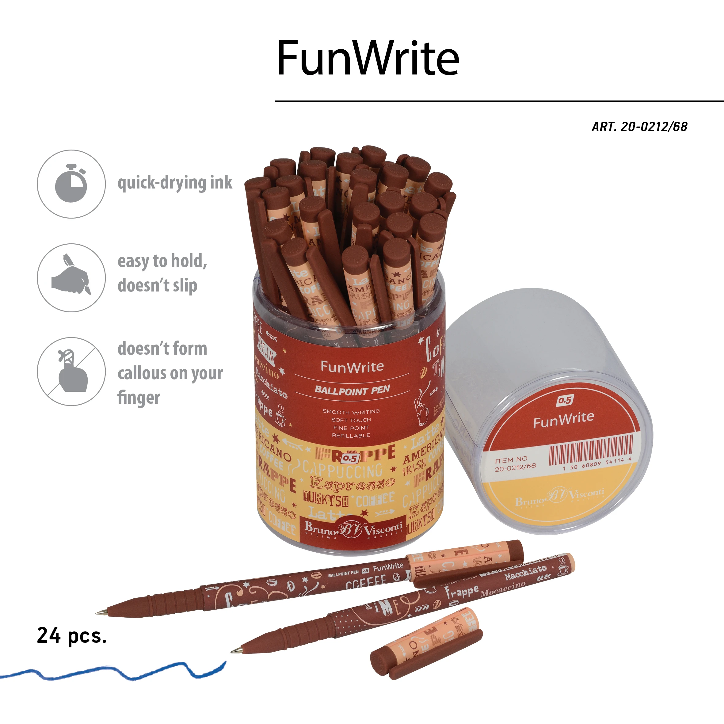 РУЧКА "FunWrite. Coffee Time. Латте" ШАРИКОВАЯ, 0.5 ММ, СИНЯЯ РУЧКА "FunWrite. Coffee Time. Латте" ШАРИКОВАЯ, 0.5 ММ, СИНЯЯ