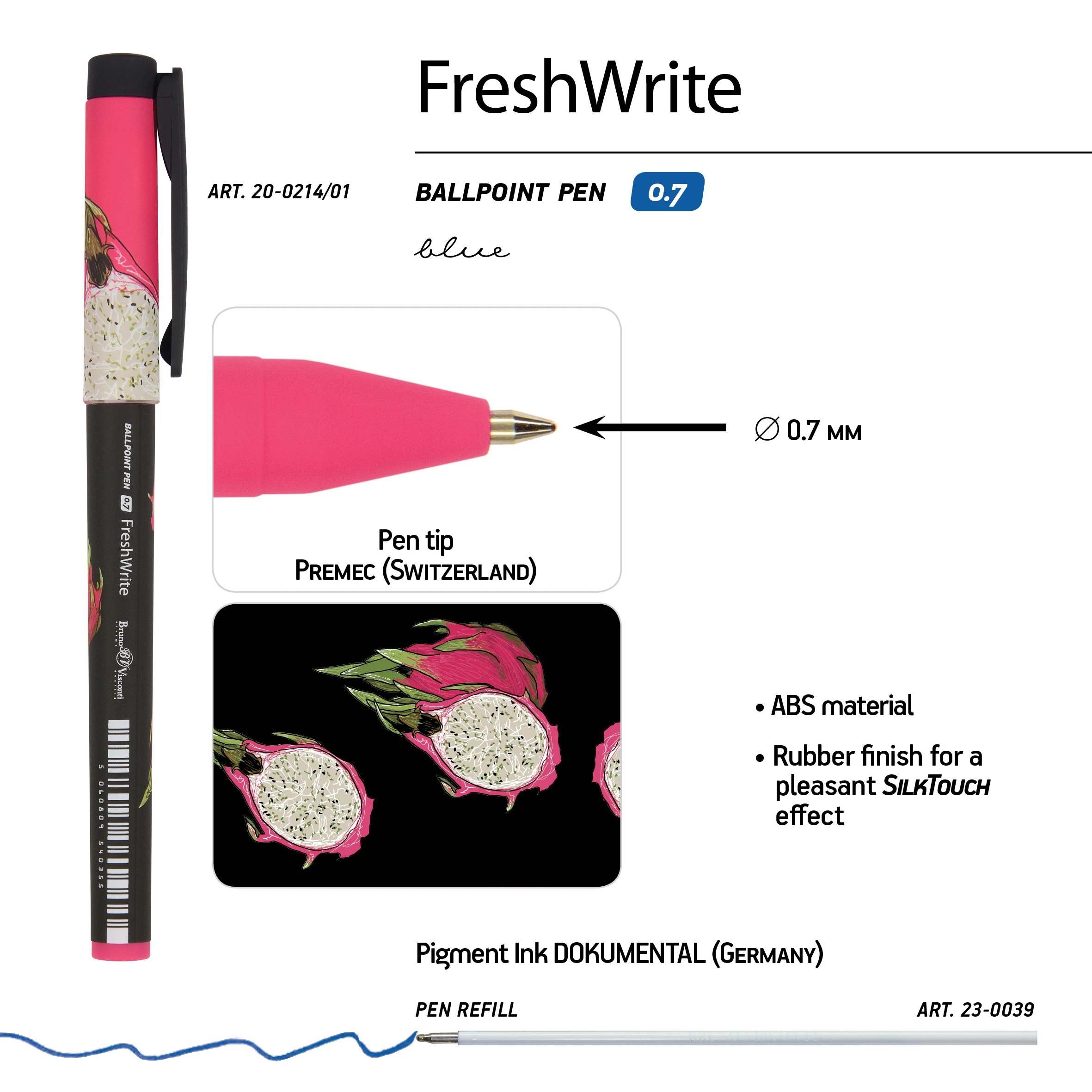 РУЧКА "FreshWrite. Fresh & fruity. Питахайя" ШАРИКОВАЯ 0.7 ММ, РУЧКА "FreshWrite. Fresh & fruity. Питахайя" ШАРИКОВАЯ 0.7 ММ,