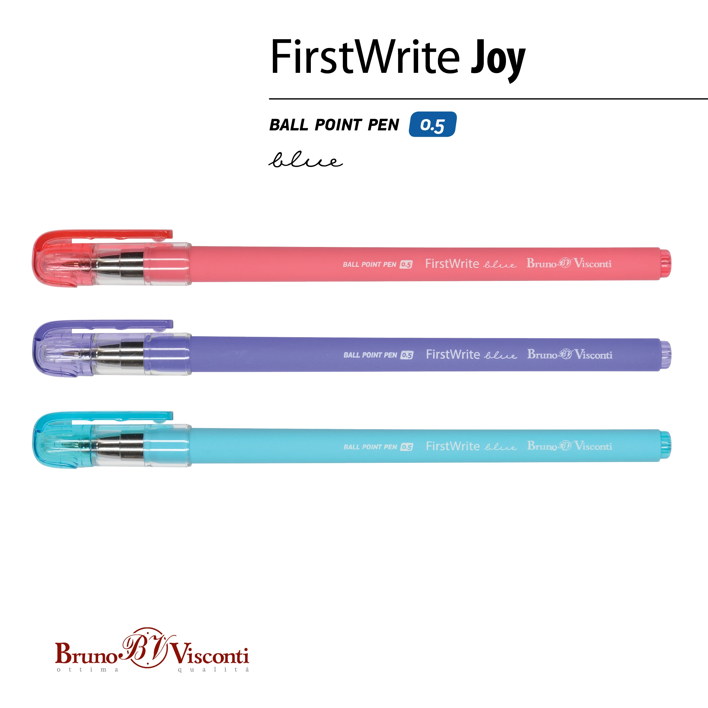 РУЧКА "FirstWrite. Joy" ШАРИКОВАЯ 0.5 ММ, СИНЯЯ (3 цвета корпуса) РУЧКА "FirstWrite. Joy" ШАРИКОВАЯ 0.5 ММ, СИНЯЯ (3 цвета корпуса)
